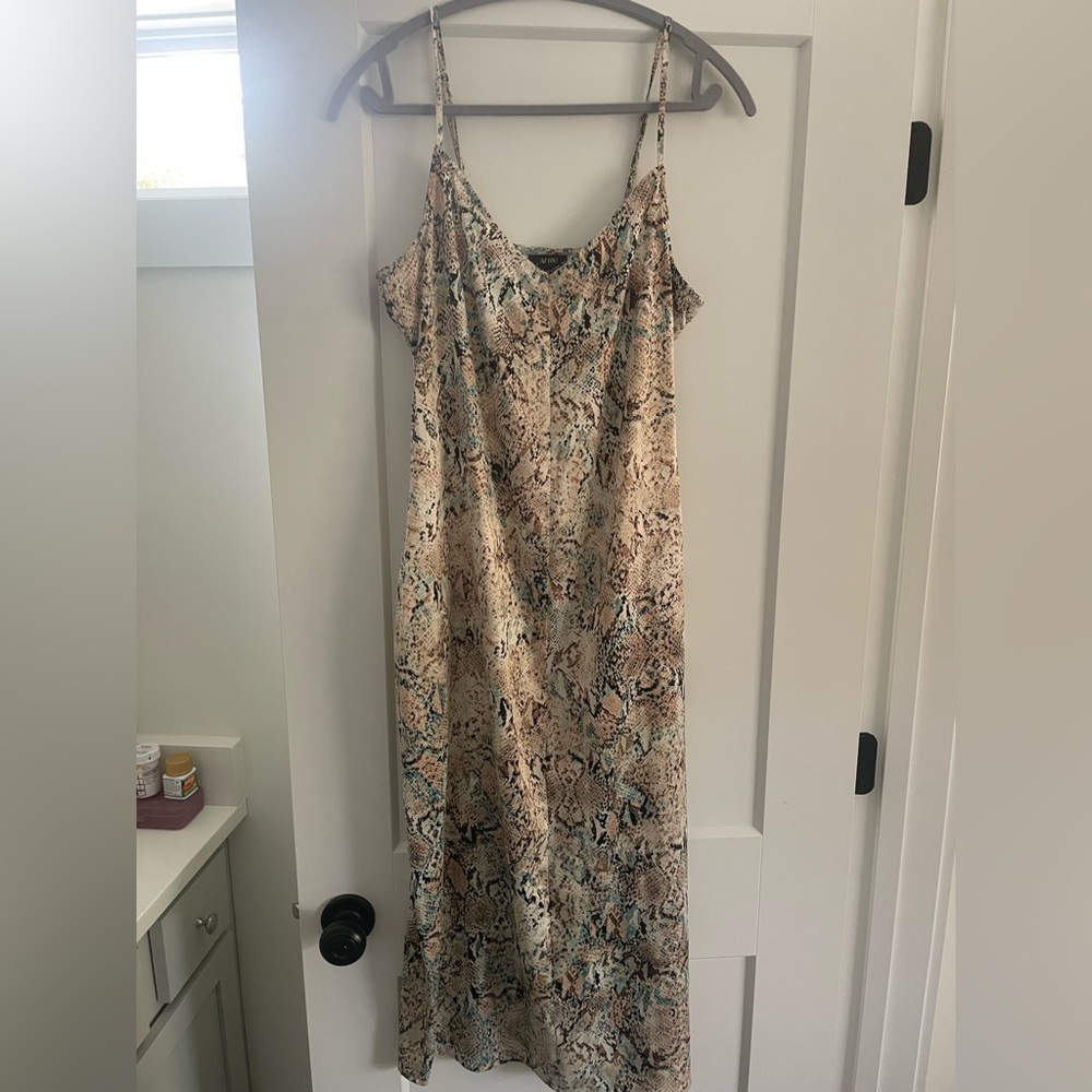 AFRM Multicolor Snake Print Midi Dress